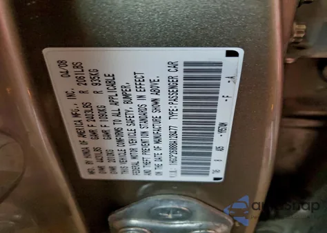 2008 Honda Accord Exl from USA, damaged, VIN 1HGCP26888A128477